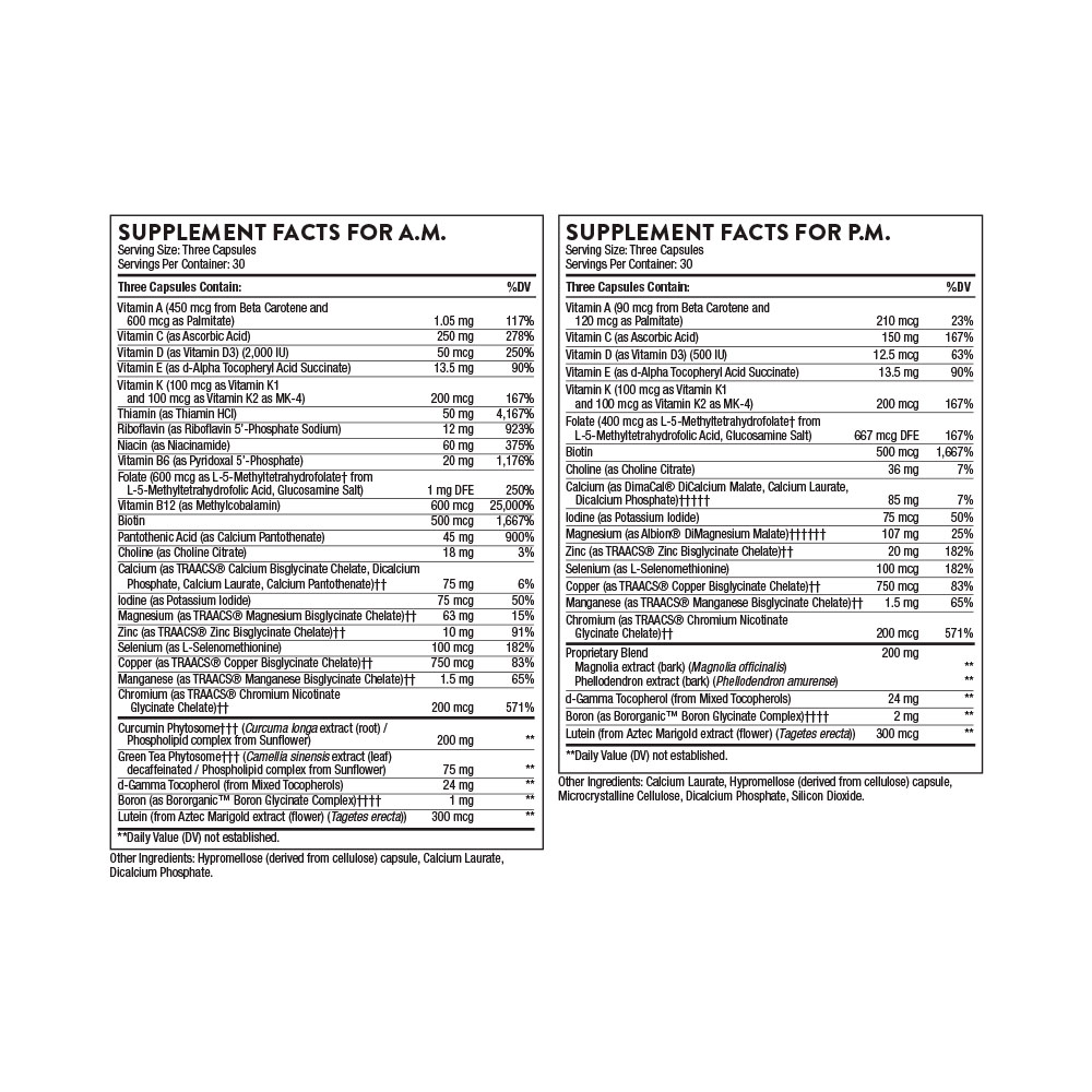Thorne, Multi-Vitamin Elite A.M. & P.M. NSF Certified for Sport, 2 x 90 Caps