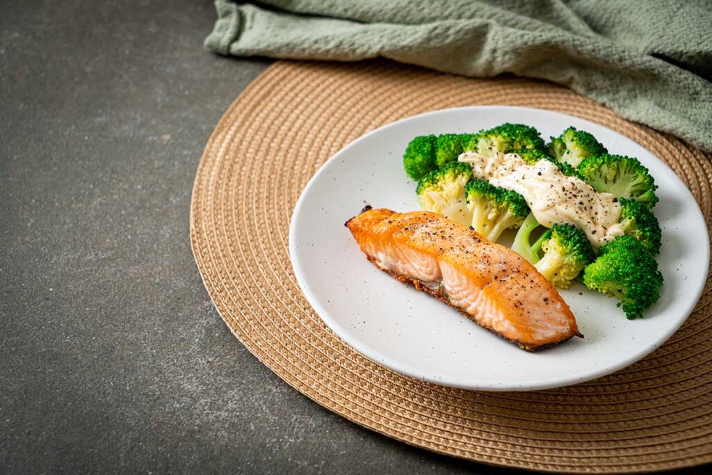 Salmon and broccoli