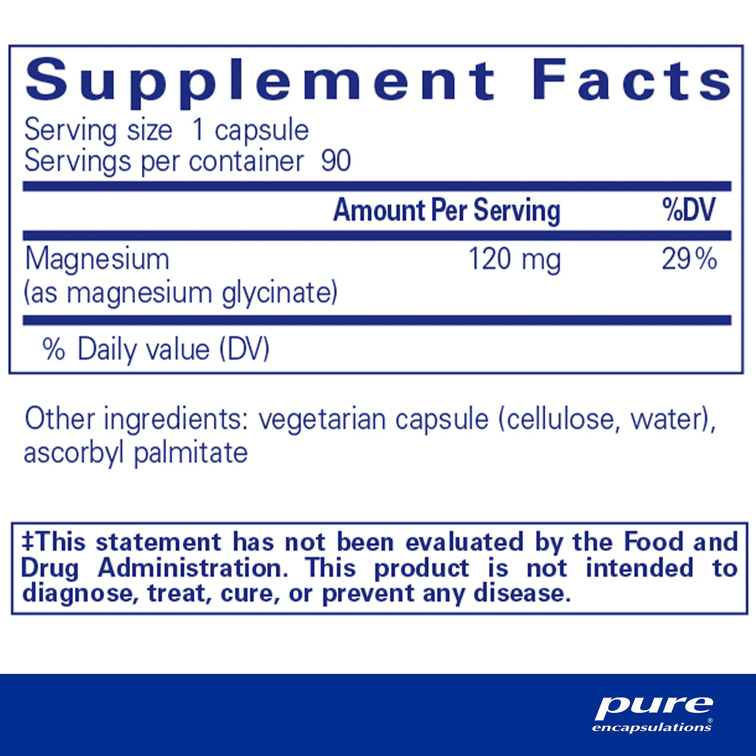 Pure Encapsulations, Magnesium Glycinate, 120 mg, 90 Caps