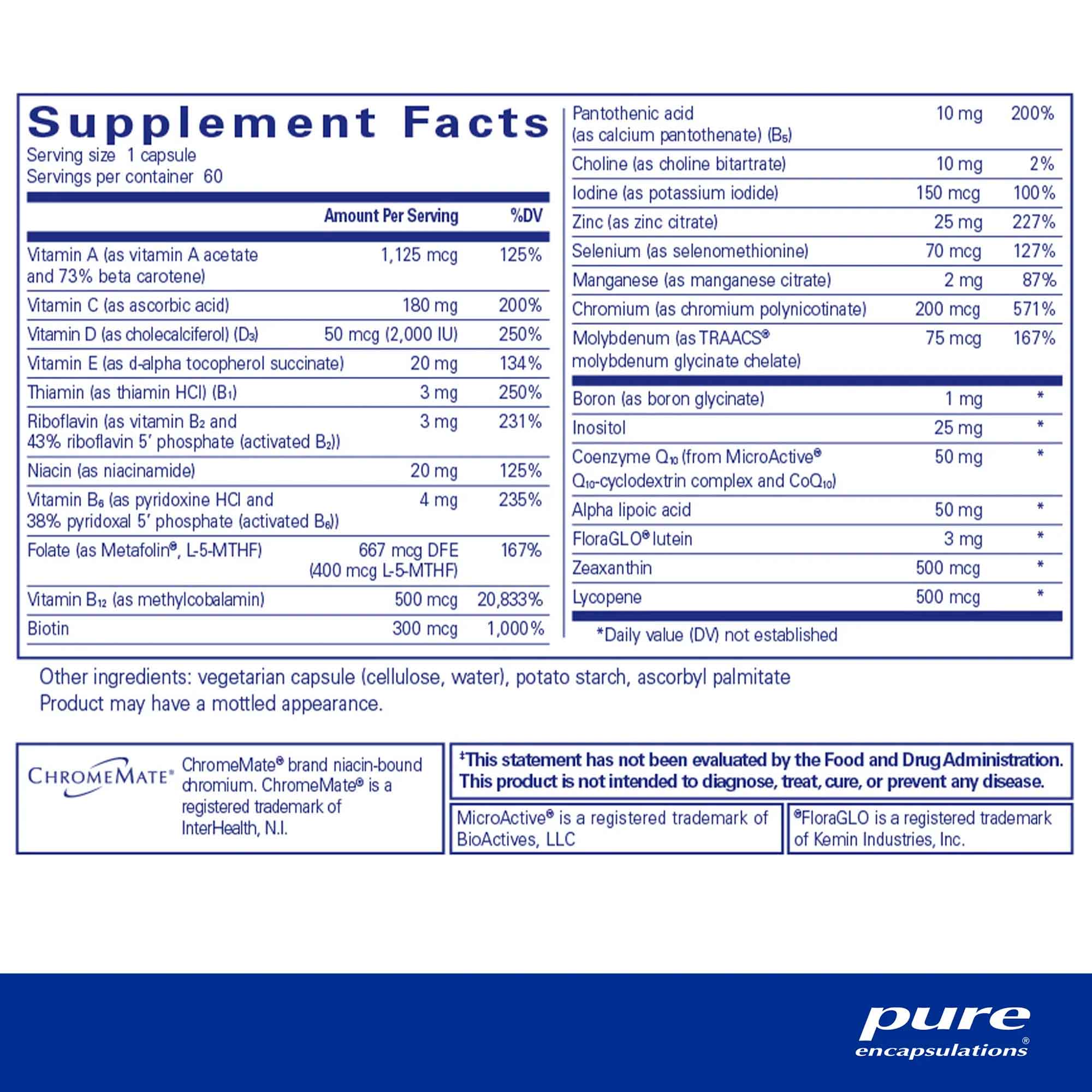 Pure Encapsulations, O.N.E. Multivitamin, 60 Caps