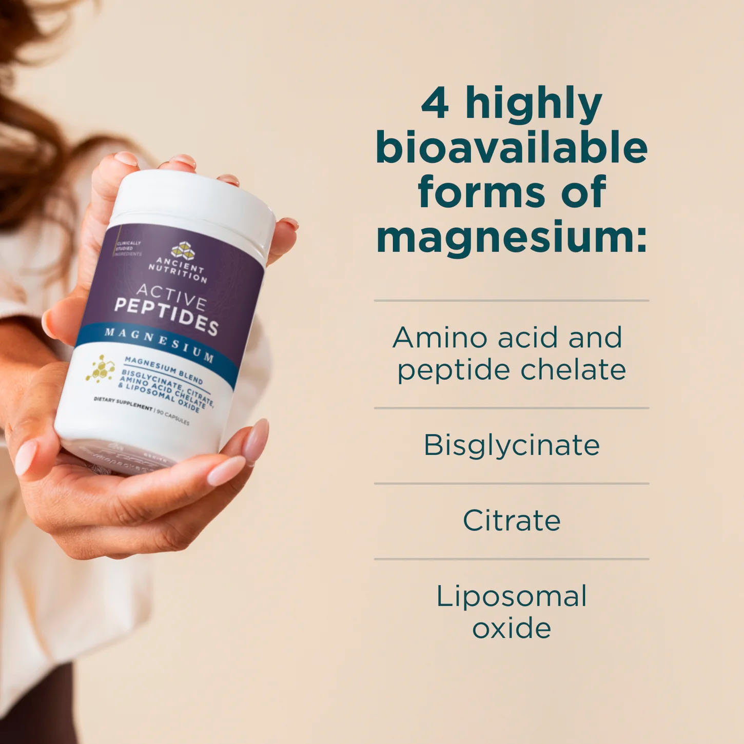 Ancient Nutrition, Active Peptides Magnesium Complex, 90 Caps