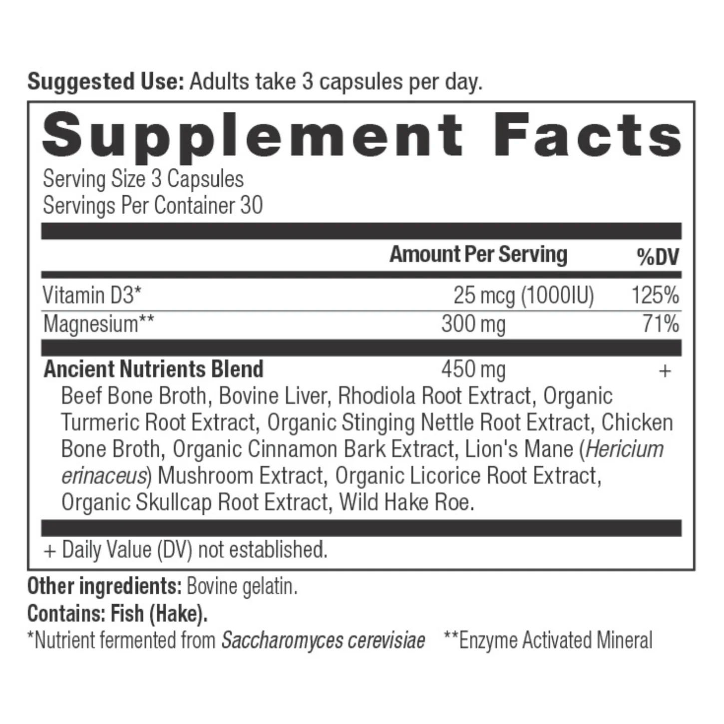 Ancient Nutrition, Ancient Nutrients Magnesium + Vitamin D, 300 mg, 25 mcg (1000 IU), 90 Caps