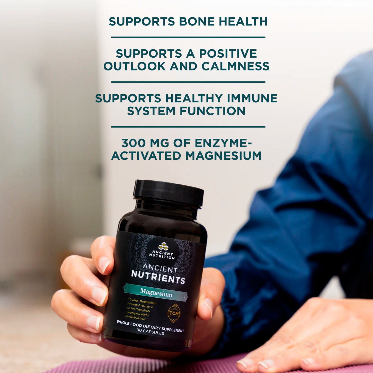 Ancient Nutrition, Ancient Nutrients Magnesium + Vitamin D, 300 mg, 25 mcg (1000 IU), 90 Caps