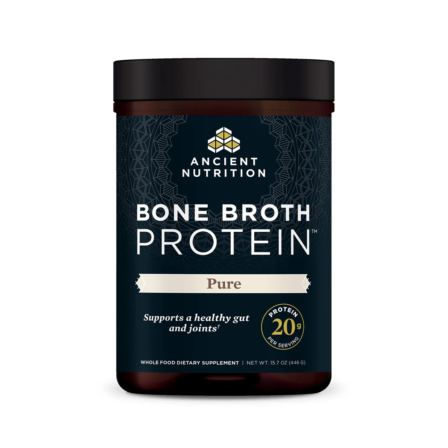 Ancient Nutrition, Bone Broth Protein, Pure, 20 g, 15.07 oz
