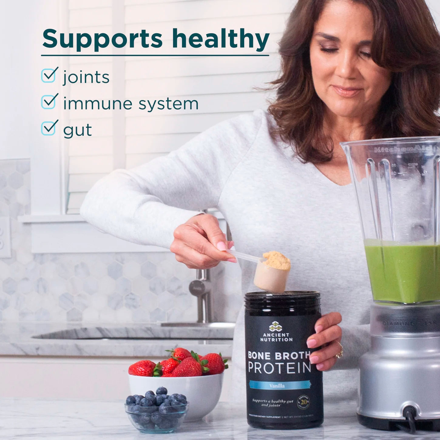 Ancient Nutrition, Bone Broth Protein, Vanilla, 20 g, 1.1 lb