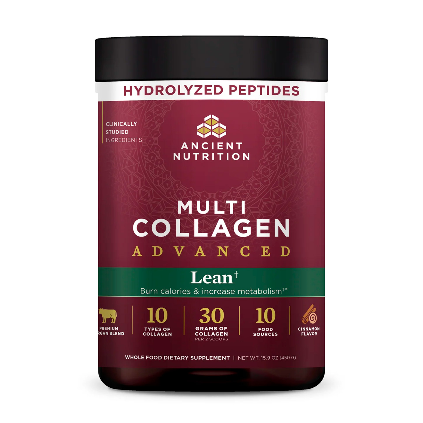 Ancient Nutrition, Multi Collagen Advanced Lean, Cinnamon, 30 g, 15.9 oz Ancient Nutrition, Multi Collagen Advanced Lean, Cinnamon, 30 g, 15.9 oz