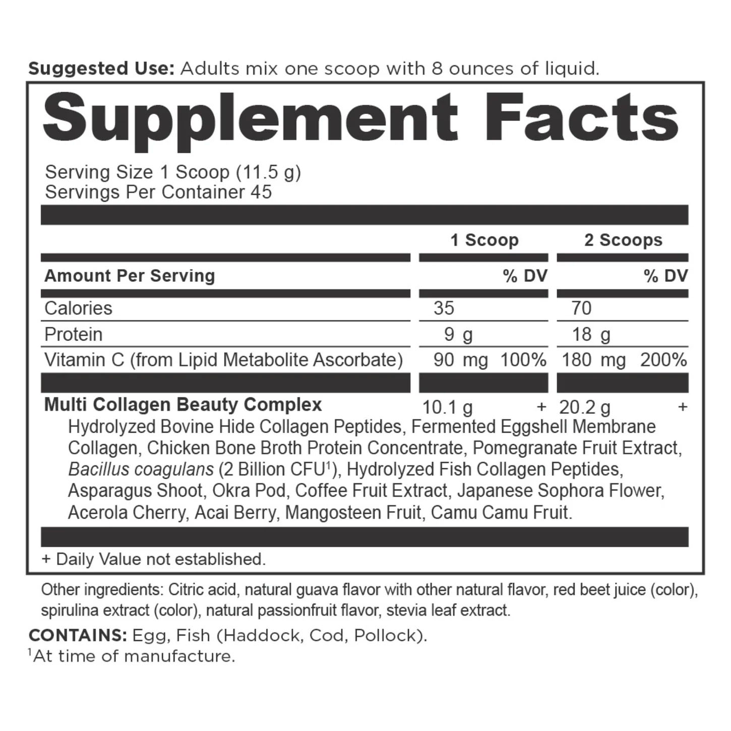 Ancient Nutrition, Multi Collagen Protein Beauty Within, Guava Passionfruit, 20 g, 1.14 lb