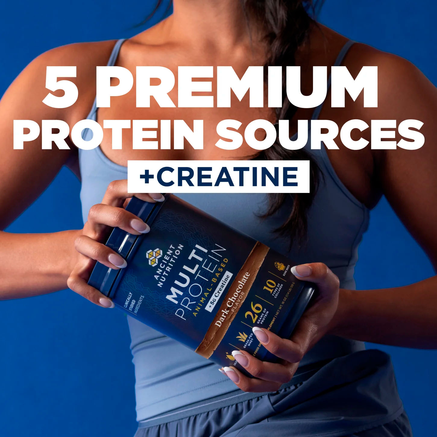 Ancient Nutrition, Multi Protein Animal Based + Creatine, Dark Chocolate, 26 g, 5 g, 1.37 lb