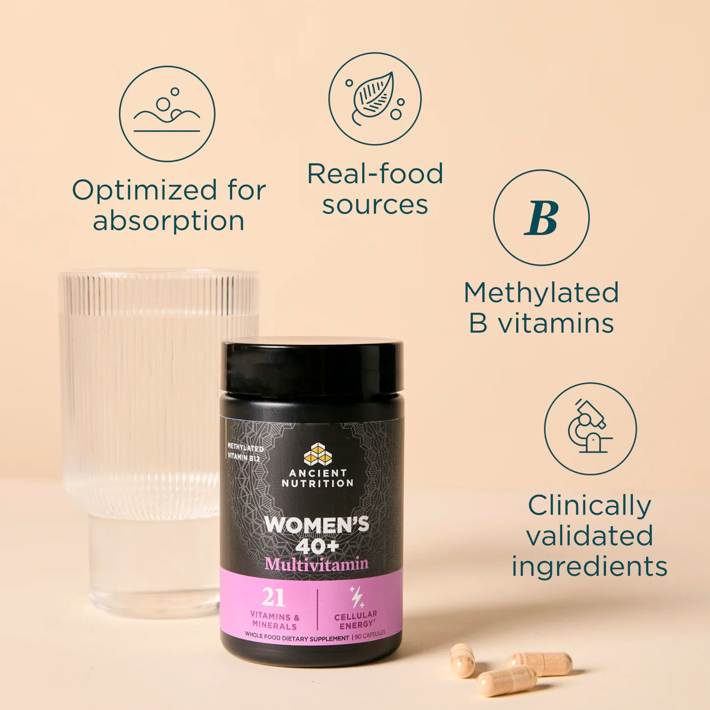 Ancient Nutrition, Multivitamin Women’s 40+, 90 Caps