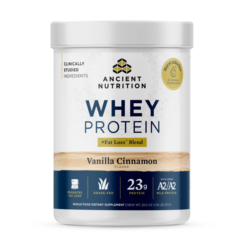 Ancient Nutrition, Whey Protein + Fat Loss Blend, Vanilla Cinnamon, 23 g, 1.26 lb