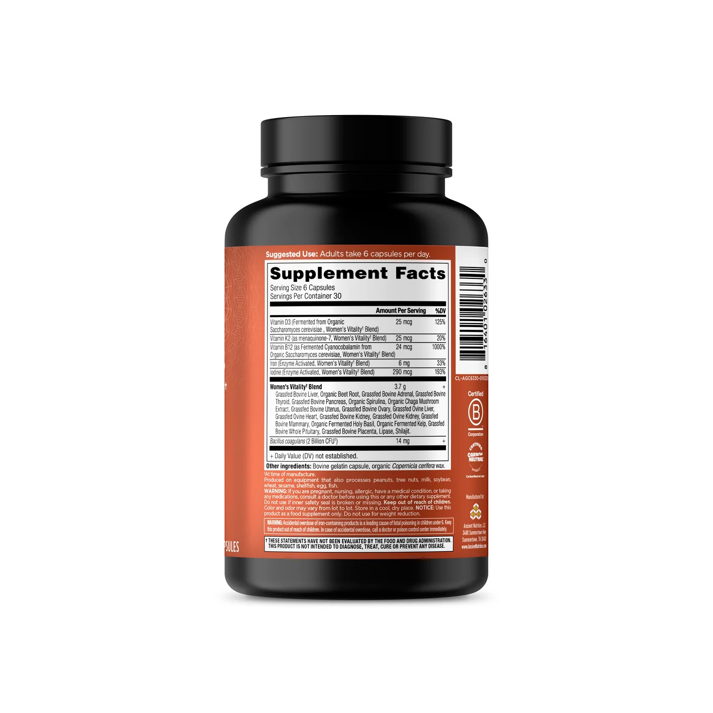 Ancient Nutrition, Women’s Vitality, 180 Caps