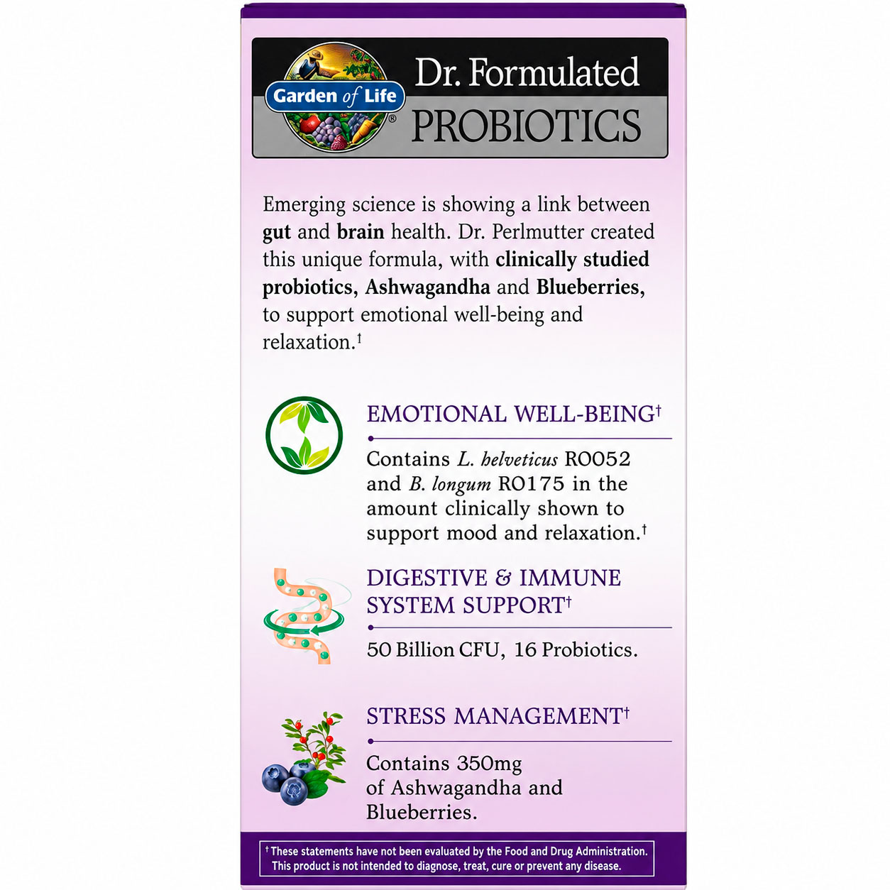 Garden of Life, Dr. Formulated Probiotics Mood+, 50 billion CFU, 60 Vegicaps