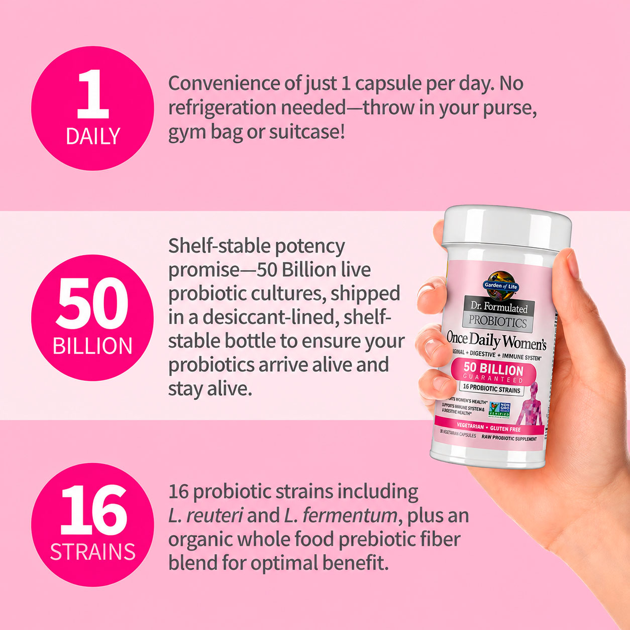 Garden of Life, Dr. Formulated Probiotics Once Daily Women’s, 50 billion CFU, 30 Vegicaps