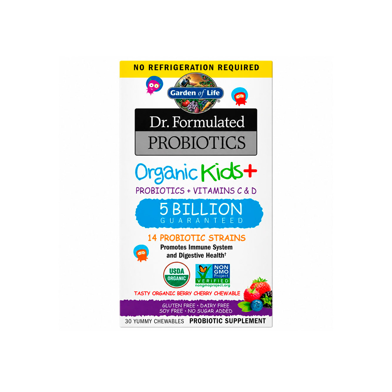 Garden of Life, Dr. Formulated Probiotics Organic Kids+ Vitamins C & D, Berry Cherry, 30 Chewables Garden of Life, Dr. Formulated Probiotics Organic Kids+ Vitamins C & D, Berry Cherry, 30 Chewables