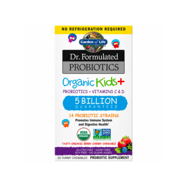 Garden of Life, Dr. Formulated Probiotics Organic Kids+ Vitamins C & D, Berry Cherry, 30 Chewables