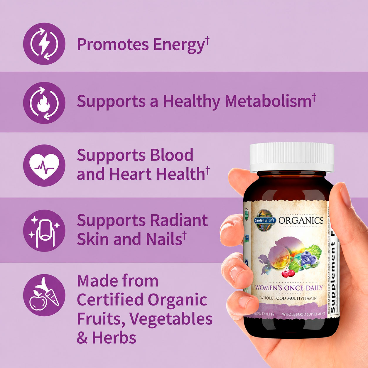 Garden of Life, Organics Women’s Once Daily, 60 Vegicaps