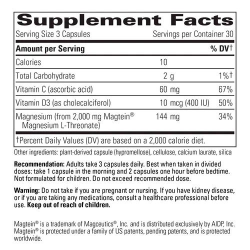 Integrative Therapeutics, Magtein L-Threonate Plus, 144 mg, 90 Caps