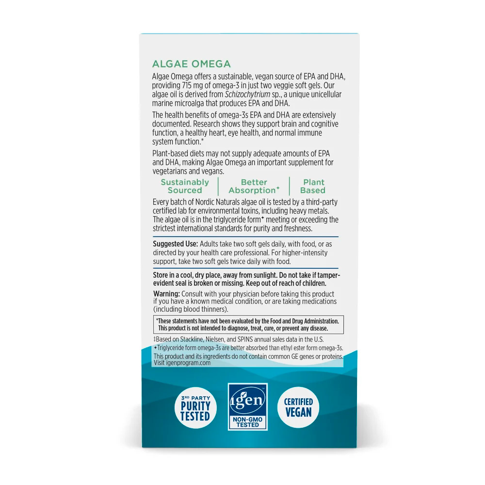 Nordic Naturals, Algae Omega, EPA 195 mg, DHA 390 mg, 60 Softgels