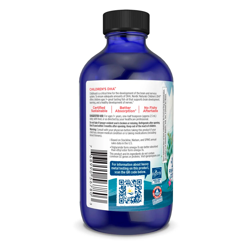 Nordic Naturals, Children’s DHA, Strawberry, EPA 170 mg, DHA 255 mg, 4 fl oz