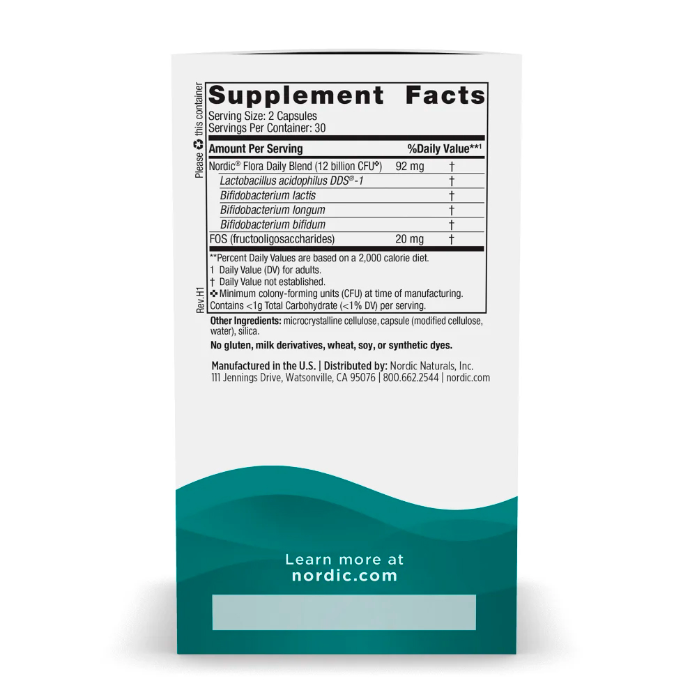 Nordic Naturals, Nordic Flora Probiotic Daily, 12 billion CFU, 60 Caps
