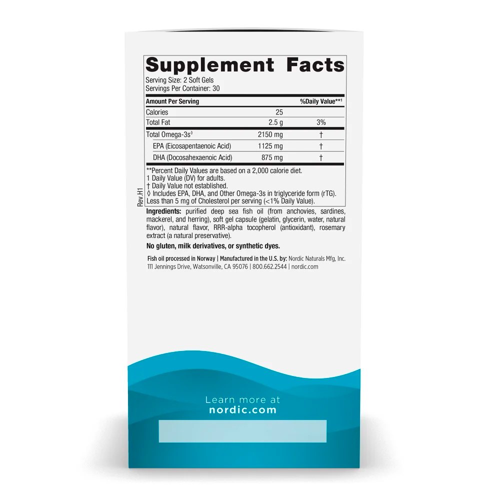 Nordic Naturals, Ultimate Omega 2X, Lemon, EPA 1125 mg, DHA 875 mg, 60 Softgels