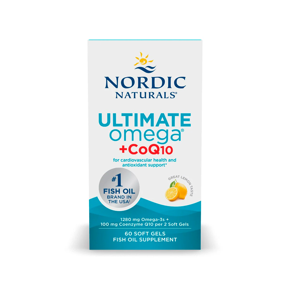 Nordic Naturals, Ultimate Omega + CoQ10, Lemon, 1280 mg, 100 mg, 60 Softgels Nordic Naturals, Ultimate Omega + CoQ10, Lemon, 1280 mg, 100 mg, 60 Softgels