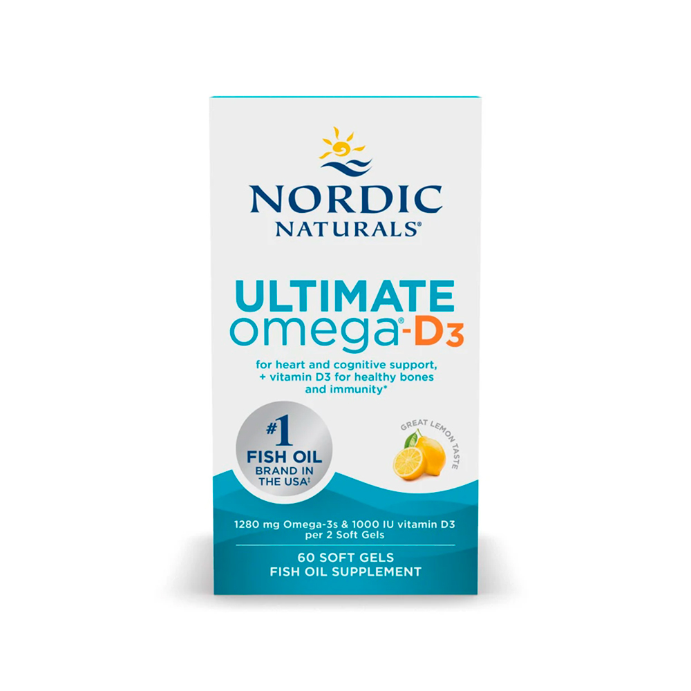 Nordic Naturals, Ultimate Omega-D3, Lemon, 1280 mg, 25 mcg (1000 IU), 60 Softgels