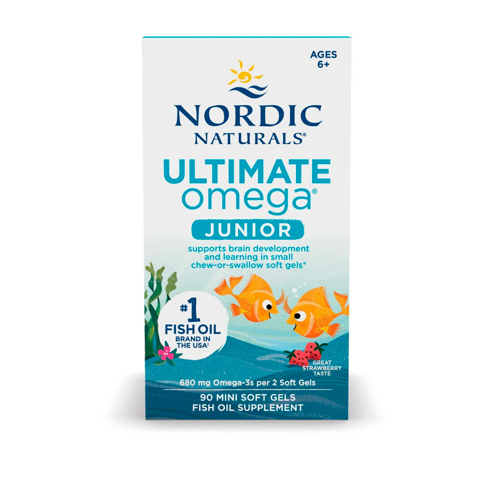 Nordic Naturals, Ultimate Omega Junior, Strawberry, EPA 340 mg, DHA 245 mg, 90 Mini Softgels