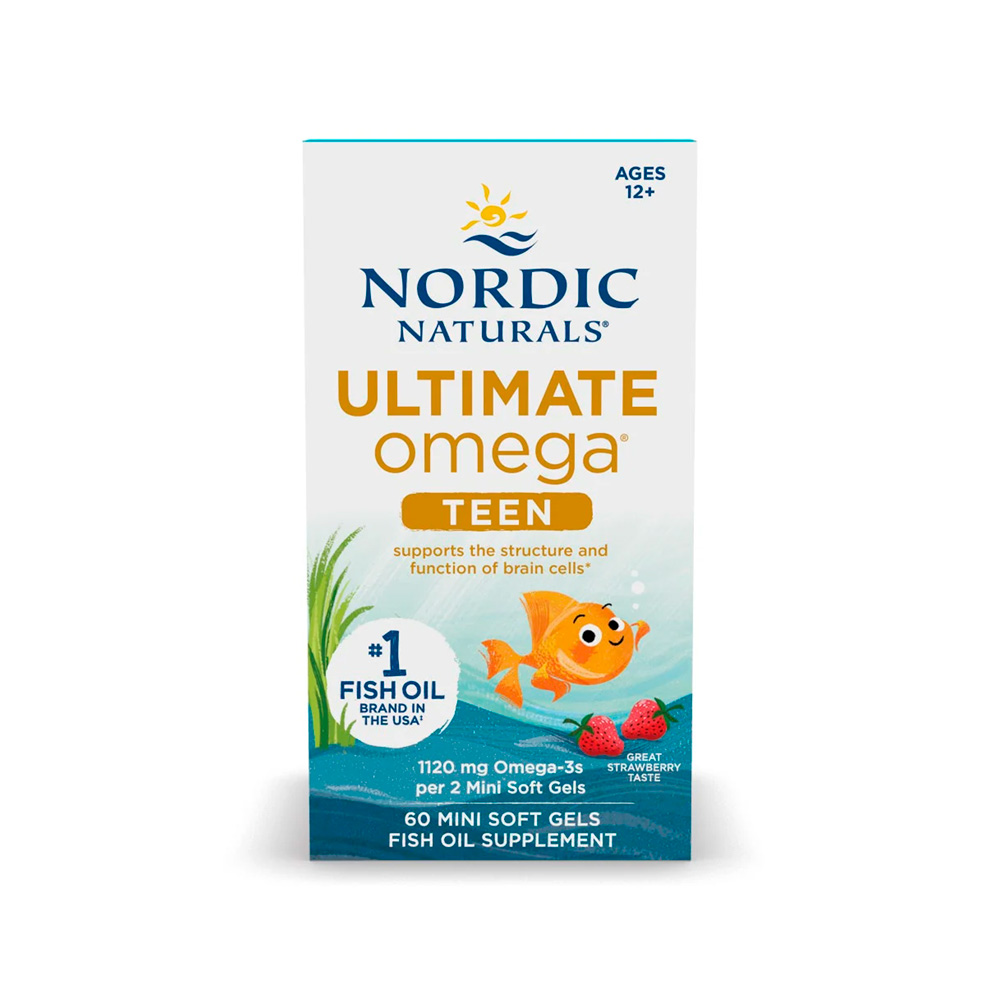 Nordic Naturals, Ultimate Omega TEEN, Strawberry, EPA 586 mg, DHA 456 mg, 60 Mini Softgels