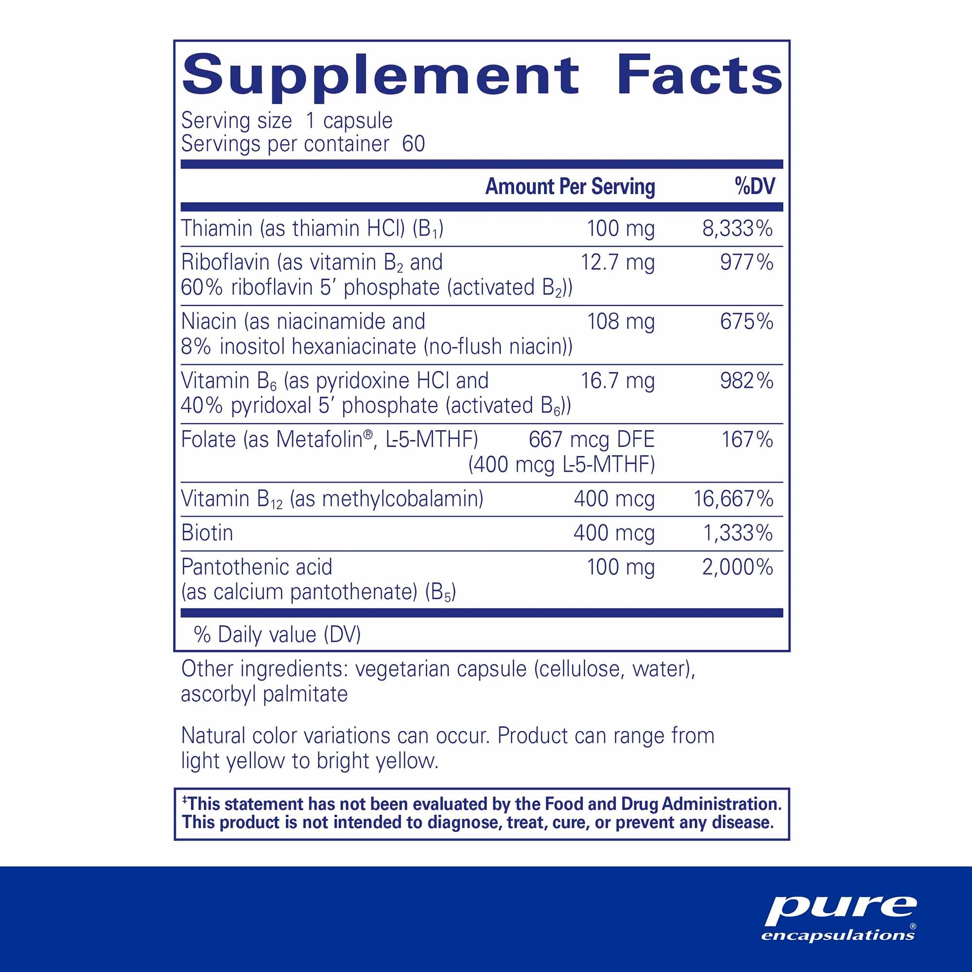 Pure Encapsulations, B-Complex Plus, 60 Caps