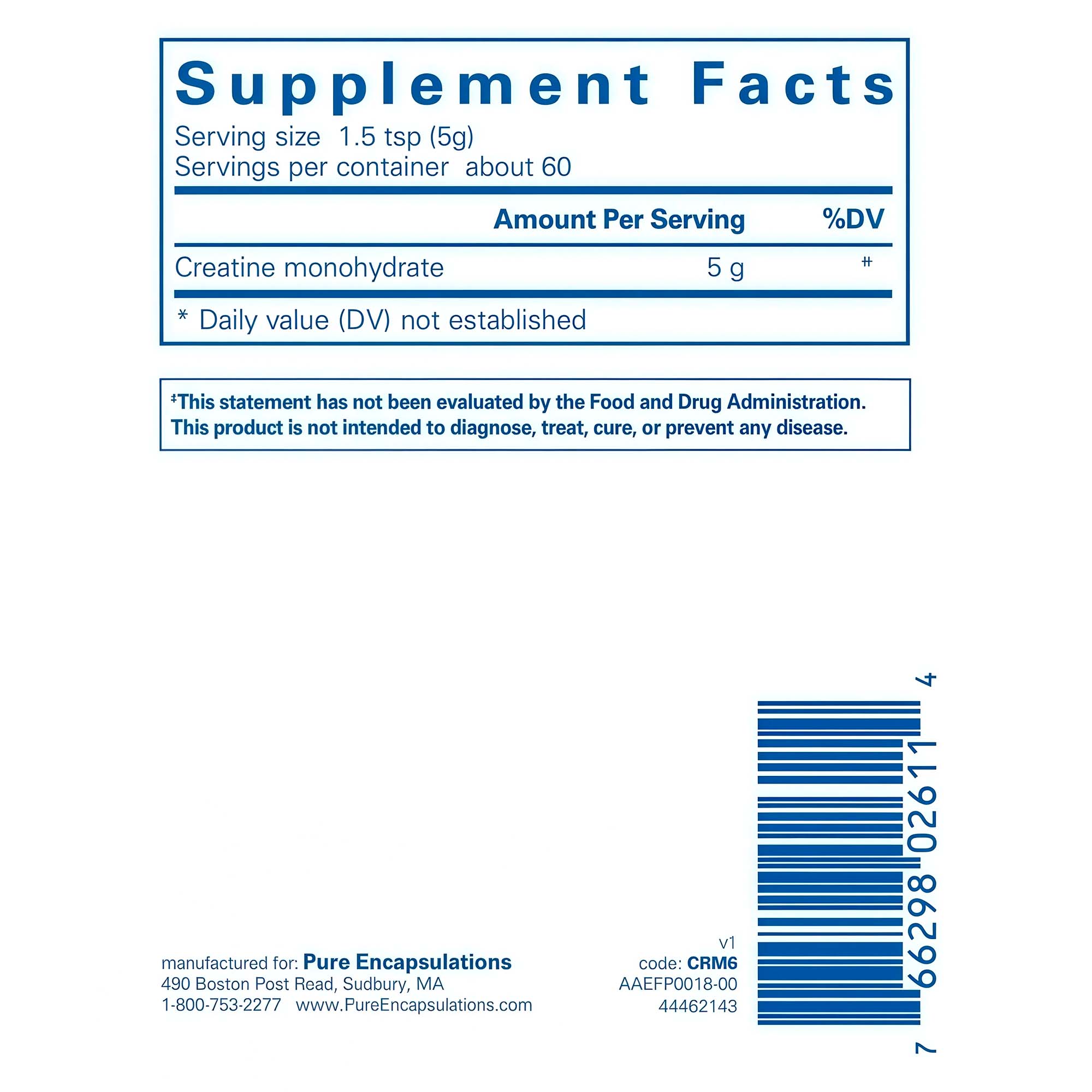 Pure Encapsulations, Creatine, 5 g, 11.1 oz (315 g)