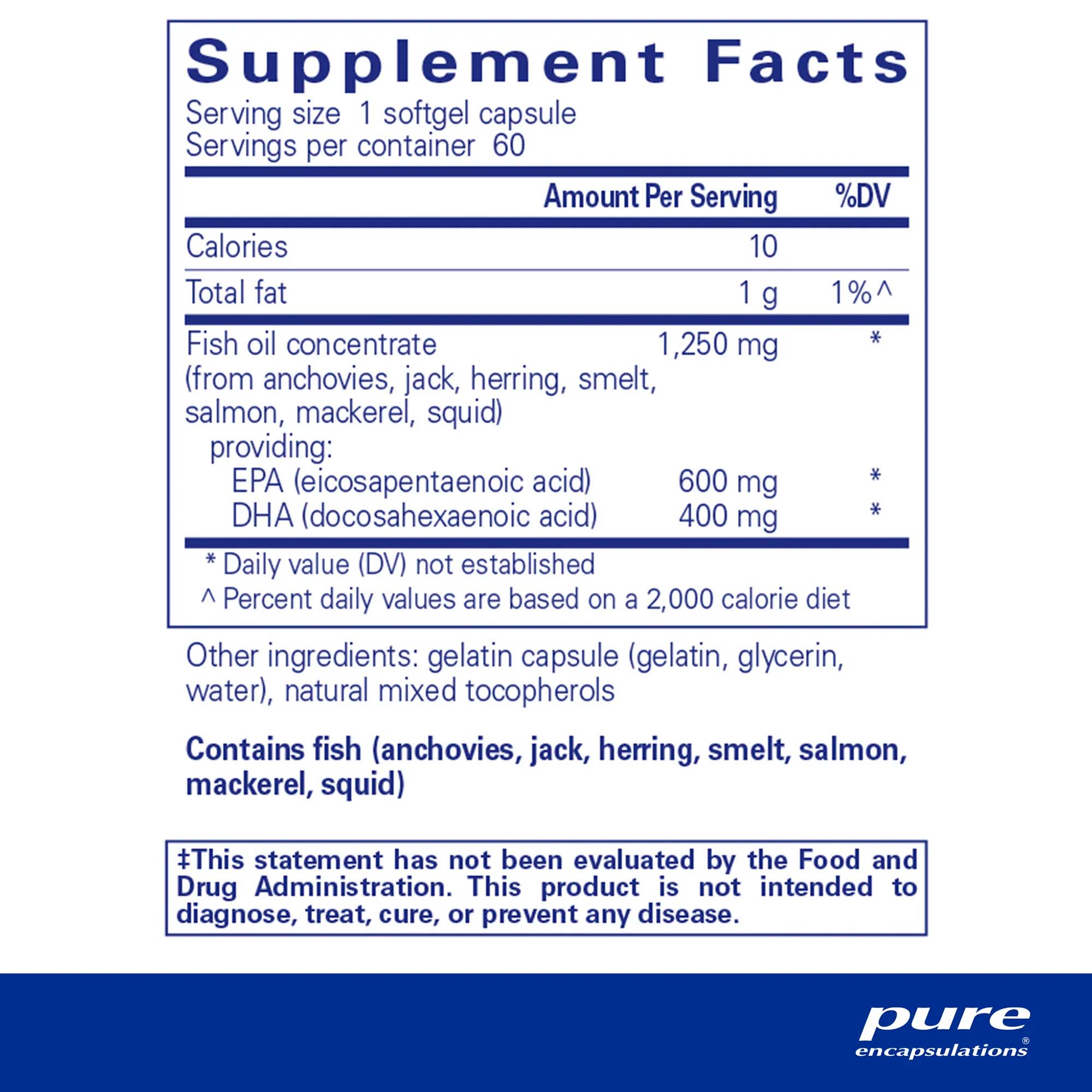 Pure Encapsulations, O.N.E. Omega, 1000 mg EPA + DHA, 60 Softgels