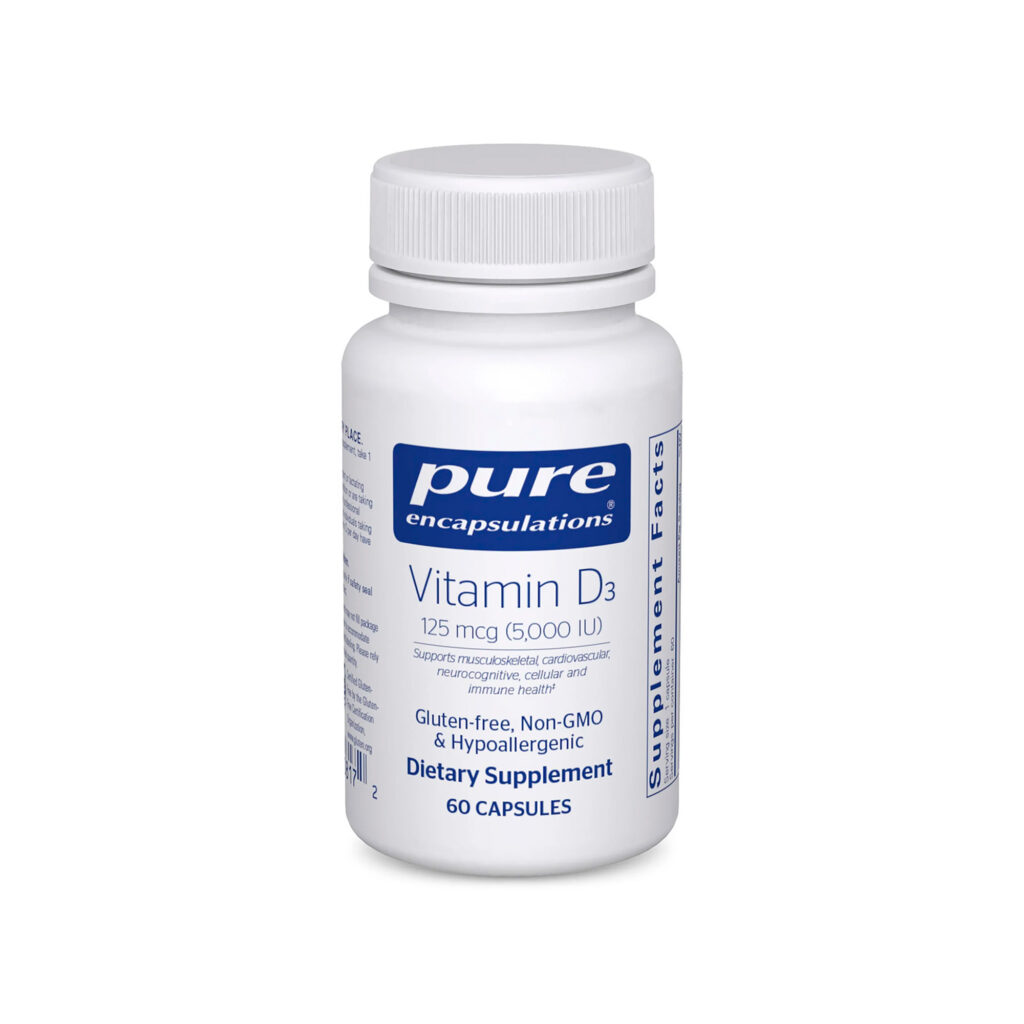 Pure Encapsulations, Vitamin D3, 125 mcg (5000 IU), 60 Caps