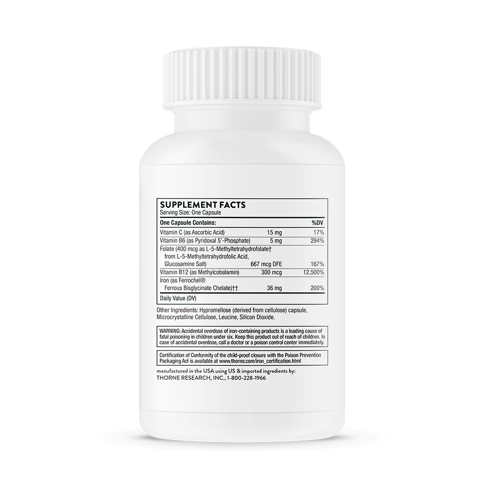 Thorne, Advanced Iron Complex with Vitamins B & C, 60 Caps