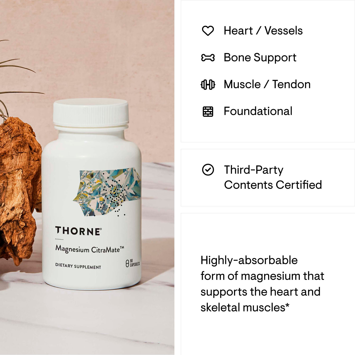 Thorne, Magnesium CitraMate, 135 mg, 90 Caps