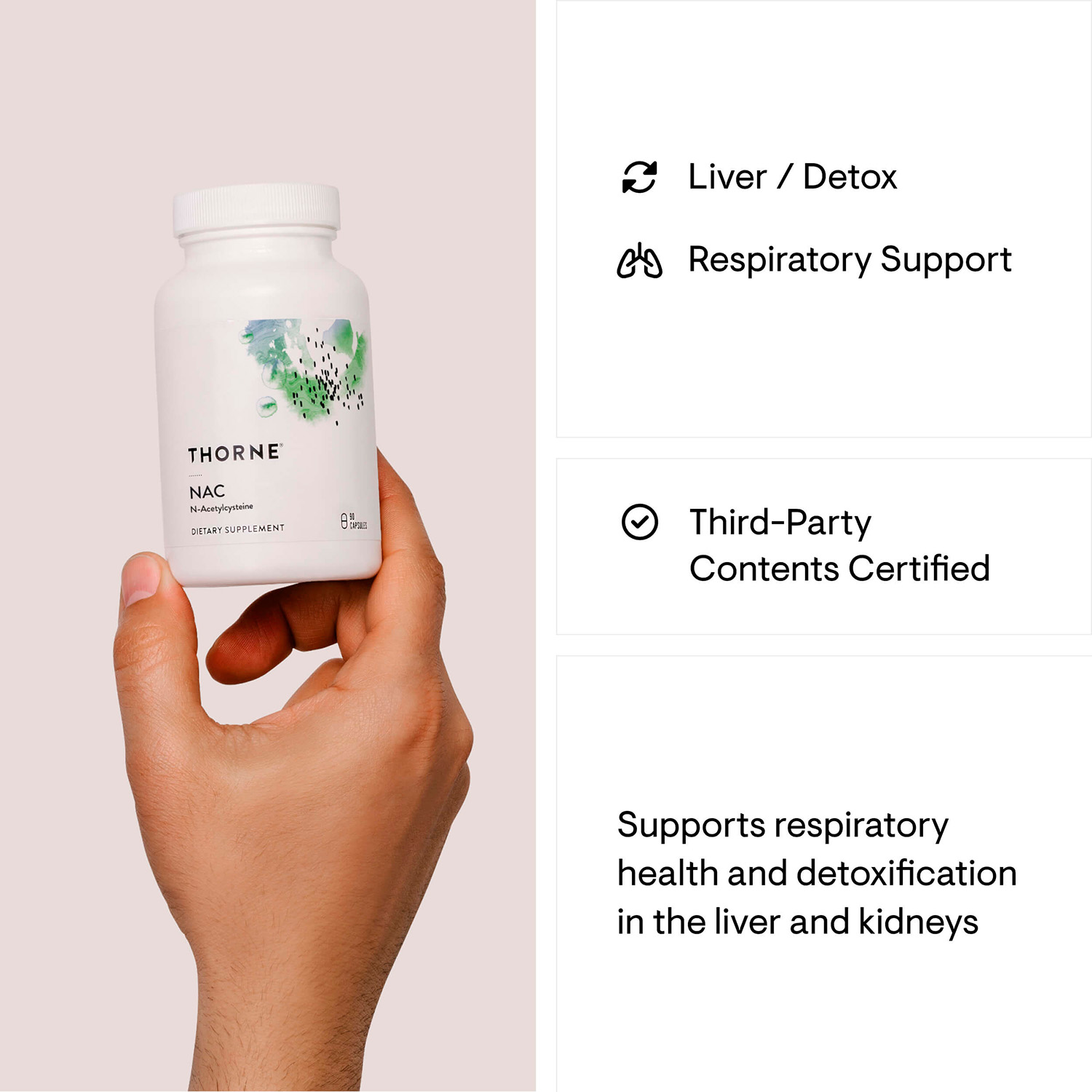 Thorne, NAC – N-Acetylcysteine, 500 mg, 90 Caps