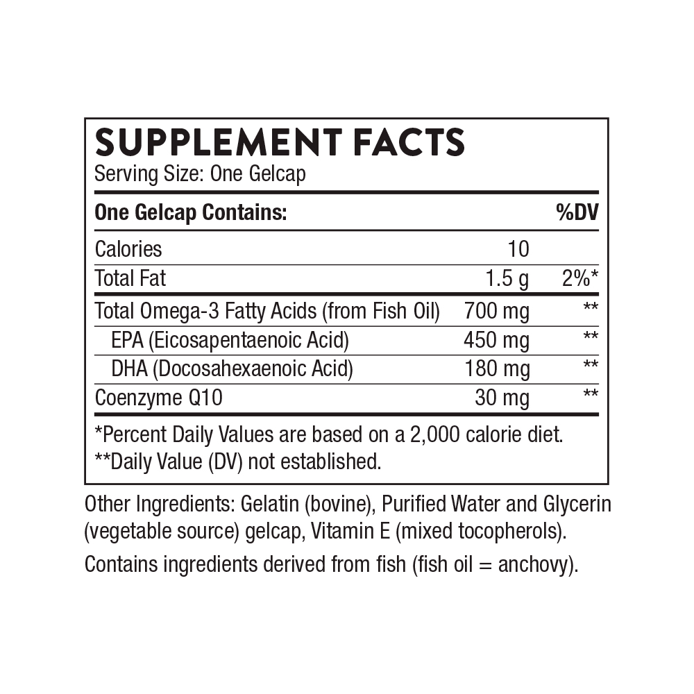 Thorne, Omega-3 with CoQ10, EPA 450 mg, DHA 180 mg, 90 Gelcaps