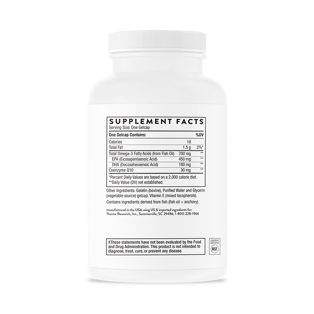 Thorne, Omega-3 with CoQ10, EPA 450 mg, DHA 180 mg, 90 Gelcaps