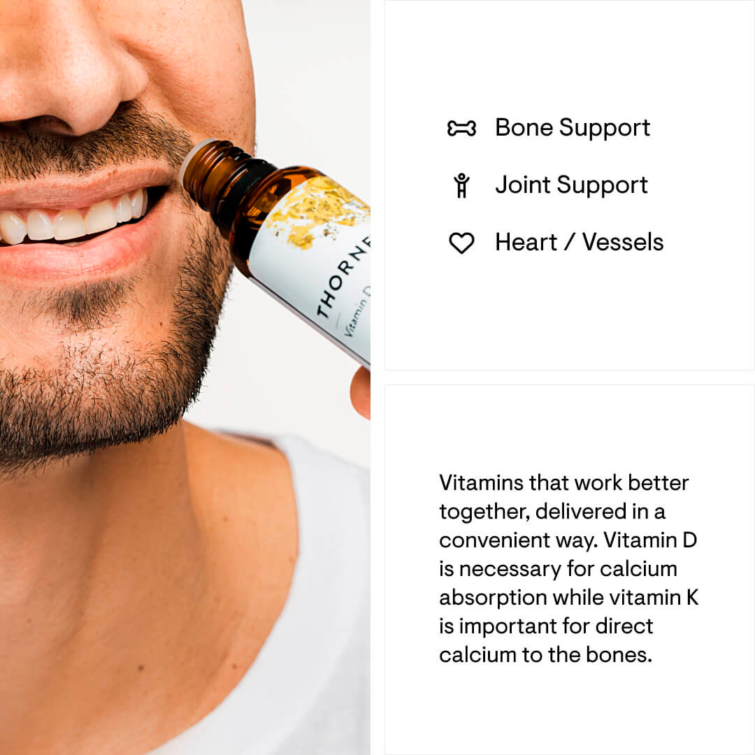 Thorne, Vitamin D + K2 Liquid, 25 mcg (1000 IU) 200 mcg, 1 fl oz