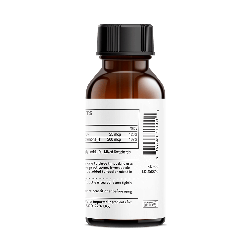 Thorne, Vitamin D + K2 Liquid, 25 mcg (1000 IU) 200 mcg, 1 fl oz