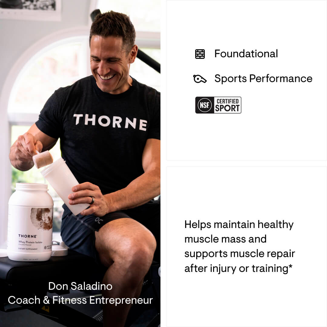 Thorne, Whey Protein Isolate, Chocolate, 21 g, 1.99 lb