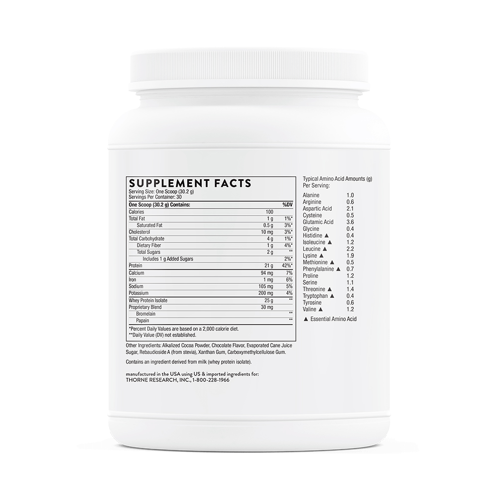 Thorne, Whey Protein Isolate, Chocolate, 21 g, 1.99 lb