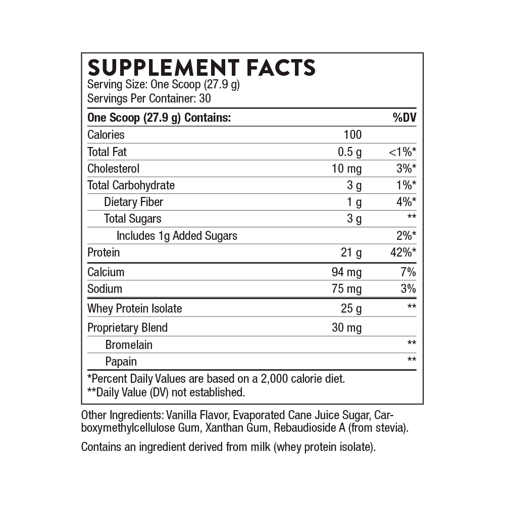 Thorne, Whey Protein Isolate, Vanilla, 21 g, 1.99 lb
