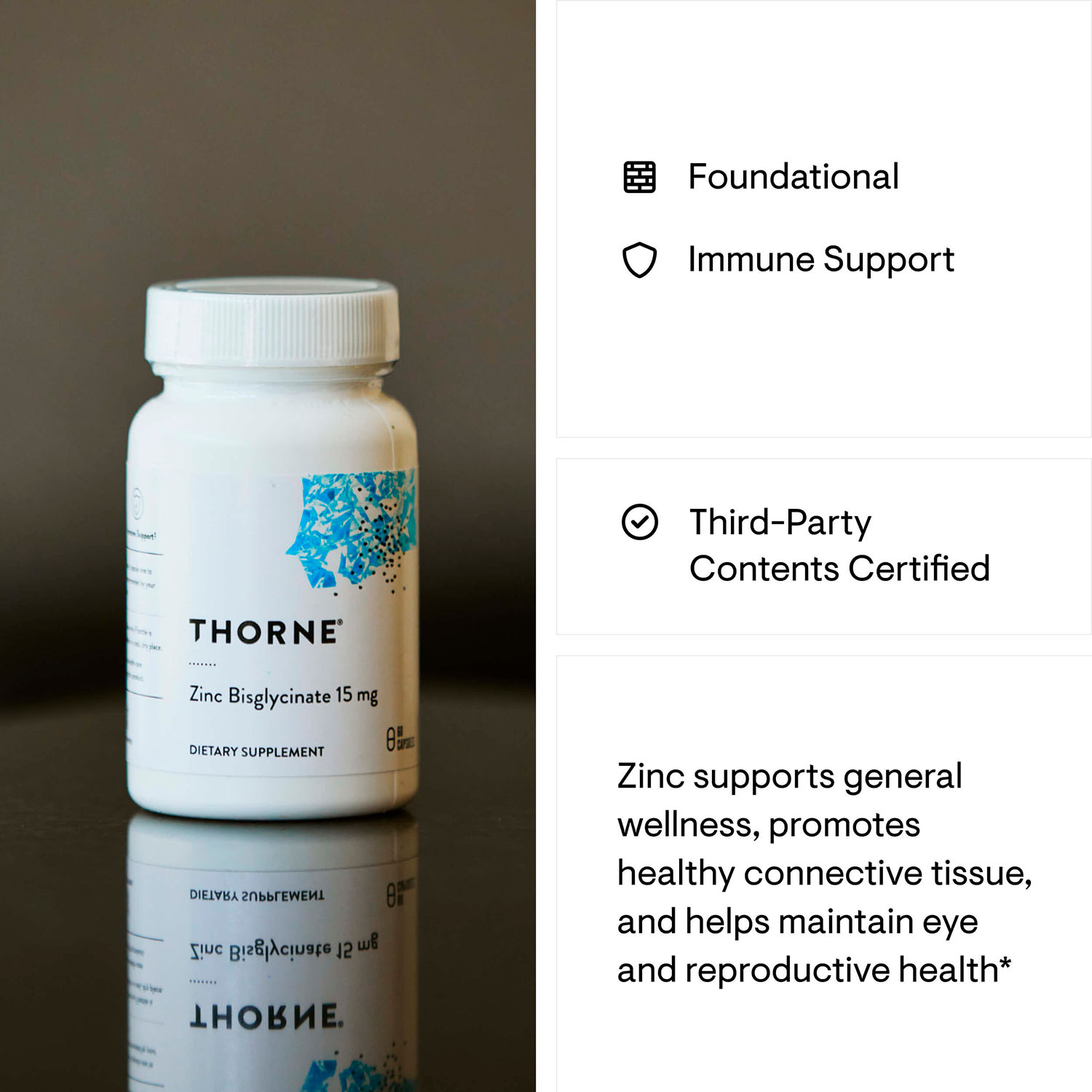 Thorne, Zinc Bisglycinate, 15 mg, 60 Caps