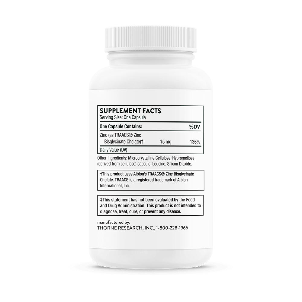 Thorne, Zinc Bisglycinate, 15 mg, 60 Caps