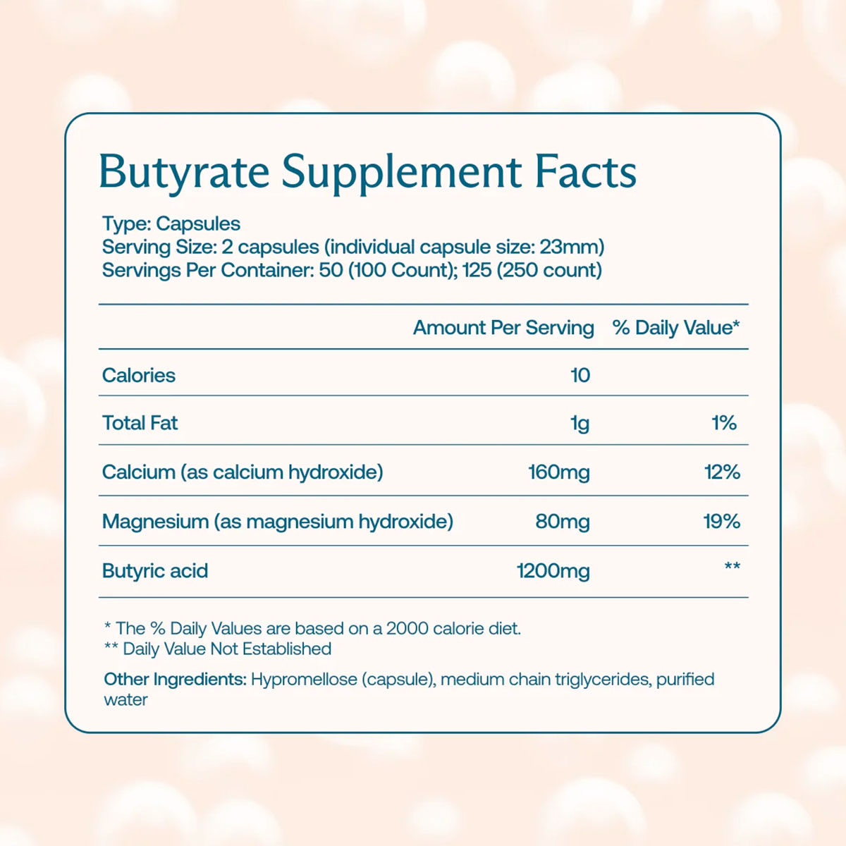 BodyBio, Calcium Magnesium Butyrate Postbiotic Gut Health, 1200 mg, 100 Caps