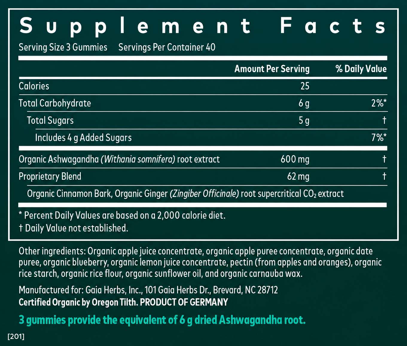 Gaia Herbs, Ashwagandha Gummies, Apple Cinnamon, 600 mg, 120 Ct