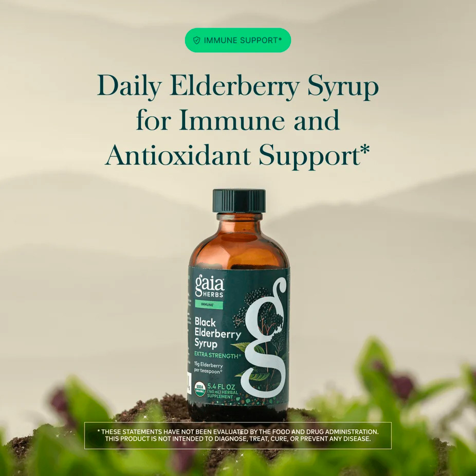 Gaia Herbs, Black Elderberry Syrup Extra Strength, 15 g, 5.4 fl oz
