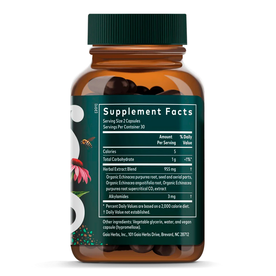 Gaia Herbs, Echinacea Supreme Immune System Support, 60 Liquid Phyto-Caps