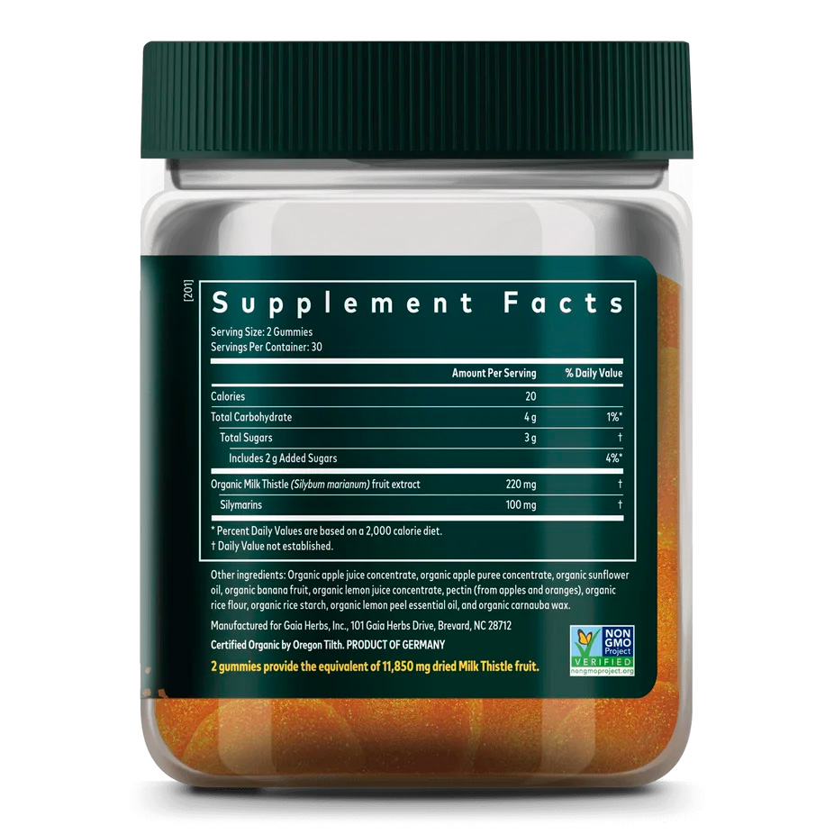 Gaia Herbs, Milk Thistle Gummies, Lemon, 220 mg, 60 Ct